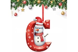 YXBWM 26 Letter Christmas Tree Decorate,Personalized Acrylic Letters Snowman Ornaments,Custom A to Z Hanging Christmas Pendant for Family Friends,for DIY Crafts Decorations, Home Party Festival Decor (C)