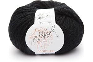 ggh Sportlife - 100% Schurwolle (Superwash - maschinenwaschbar) - Wolle zum Stricken und Häkeln geeignet - Farbe 001 - Schwarz