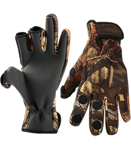 NewDoar - Gants Hiver 2 Doigts Coupés - Pour Pêche, Photo, Cyclisme - Écran Tactile