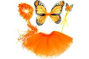 Tante Tina - 4-pièces Déguisement de fée Papillon - Ailes, Baguette, Diadème et Jupe