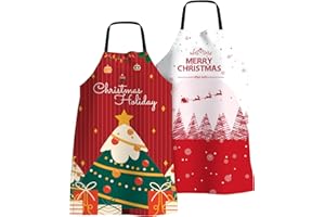 FunChaos 2 Pezzi Grembiule Natalizio Divertente Natale Grembiule da Cucina per Donne e Uomini Regolabili Grembiule da Cucina Impermeabile per Cucina Barbecue Feste di Natale Regalo