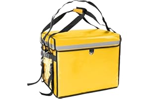 CityBAG - Nevera portátil amarilla 52 Litros 45x35x33cm, mochila bolsa isotérmica para picnic, camping, playa, entrega de alimentos en moto o bicicleta