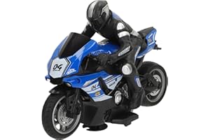 COLORBABY Speed & Go Moto télécommandée, avec Pilote, Jaune ou Bleu, échelle 1:10, Vitesse 8 km/h, fréquence 2,4 GHz, télécommande, Motos radiocommandées, Jouets Enfants 6 Ans (41364)