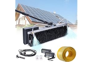 FABLESTORYEM Machine de Nettoyage de Panneaux Photovoltaïques à Tige Télescopique,équipement de Nettoyage Solaire,Kit de Perche Alimentée en Eau Photovoltaïque,Brosse de Nettoyage à Eau Rotative à 360°,5.5M/18Ft