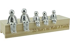 Pirantin 20th Anniversary Idea - 20 Years We Made A Family Metal Ornament - Choose Your Family Combination Box & Woodgrain May Vary(3 Children)