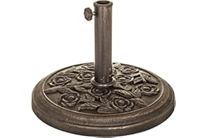 Garden Mile Parasol de jardin à manivelle avec tige en acier et manivelle Noir 2,7 m, Base de parasol de 9 kg, 2 meter