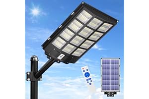 JAYNLT Y-6800W Lampioni Solari da Esterno, 600000LM 6500K Faretto Led da Esterno Solare, IP67 Impermeabili Lampada Stradale Solare con Sensore di Movimento per Cortile, Giardino
