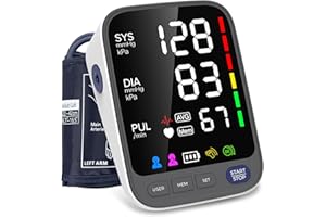 WAJ Blutdruckmessgerät, Blutdruckmessgerät Oberarm mit großer Manschette (22-42 cm) für zu Hause | Extra großes 6,4-Zoll-LED-Display | Arrhythmie-Erkennung | 2×120 Speicherplätze | Pulsmessung