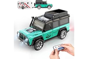 Kazzley Zdalnie sterowany mini samochód RC od 3, 4, 5, 6 lat, 2,4 GHz, mini samochód RC z lawetą i światłem LED, pilot zdalnego sterowania 1:64, 3 prędkości, zabawka dla dzieci, prezent (zielony)