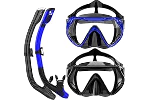 BuyCard Snorkel Set for Adults and Kids, Dry-Top Snorkeling Gear with Panoramic View Diving Mask, Anti-Fog & Anti-Leak Scuba Diving Mask for Snorkeling Swimming Travel, Snorkeling Kit Diving Packages
