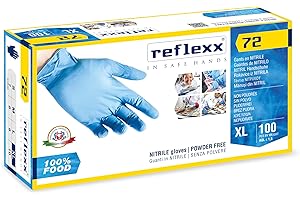 Reflexx - 100 guantes de nitrilo sin polvo, modelo R72, XL, azul claro, 100
