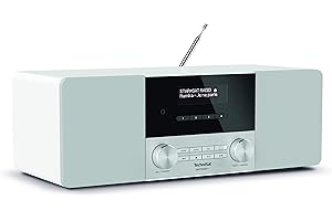 TechniSat DIGITRADIO 4 - Stereo DAB Radio (DAB+, UKW, Bluetooth-Audiostreaming (Empfang), Kopfhöreranschluss, AUX-Eingang, Radiowecker, OLED Display, 20 Watt RMS, Elac Lautsprecher) weiß
