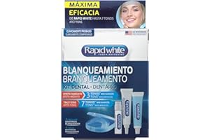 RAPIDWHITE Rapid White, Kit de Blanqueamiento Dental con 2 Moldes Ajustables, Acelerador, Gel y Pasta de Dientes Blanqueadora, Hasta 7 Tonos Más Blancos en 1 Semana, Sin Peróxido de Hidrógeno