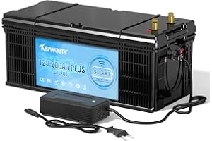 KEPWORTH Batteria 200Ah 12V LiFePO4 batteria litio, 200A Smart Bluetooth BMS, 4000-15000 cicli profondi e 10 anni di durata, perfetta per camper, campeggio, casa solare ecc.