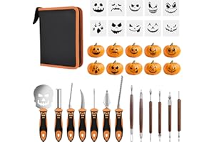 YAOMAISI Set 13 pezzi per intagliare zucche,strumenti per intagliare Halloween in acciaio inox.con borsa da trasporto,facile da intagliare per decorare la zucca di Halloween per bambini e adulti.