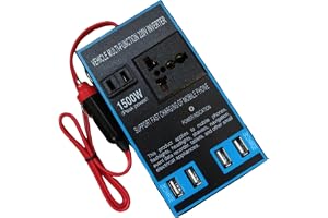 1500W Car Power Inverter, 12V 24V DC to 110V/220V AC Converter, Multifunctional Car Adapter with 2 AC Outlets and 4 USB Ports, Intelligent Fast Charging Station for Trucks, RVs, and Home Appliances
