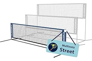 HUDORA Multinetz Street - Multifunktionales Netz für Tennis & Badminton - Höhenverstellbares Outdoor-Netz für den Hof & Park - Stabiles & wetterbeständiges Federball-Netz