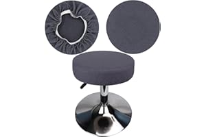 HuaLiSiJi Funda Taburete Redondo 30-42cm Tela Lujosa, Elasticidad Queda Suave y Cómodo Lavable a Prueba de Polvo y Duradero (1Pcs Gris)