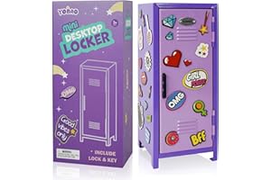 YOBRO Mini Iron Lockers, Girl Talk Locker with Lock,Small Safe Box for Money, Miniature Storage Locker for Desk Bedroom Home Office School, Little Gift for Girls, Metal (Violet & Purple)