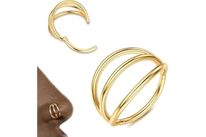 Diamday Triple/Doble Bisagra Anillos Piercing Nariz Aro- 316L de acero quirúrgico Clicker Septum Piercing Joyería Nariz Helix Lip Anillos Cartílago Pendiente Rook Tragus Body Piercing Joyería 18G 16G