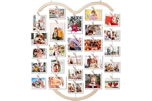 MOVEONSTEP Hanging Photo Display for Wall DIY Picture Frames Collage with 30 Clips Collage Photo Holder Organizer (Smile)