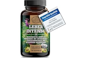 ‎SCHEUNENGUT LEBER INTENSO® Leber Kapseln Hochdosiert - WICHTIG: Laborgeprüft mit Mariendistel, Artischocke, Löwenzahn, Desmodium PLUS 80% Silymarin und 5% Cynarin -DE- SCHEUNENGUT