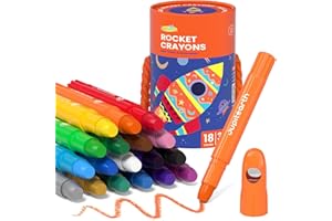 JUPITEARTH 18 Colours Twistable Rocket Crayons for Toddlers Aged 1–3,Non-Toxic Washable Crayons for Children 4–8 with Storage Tub–Smooth,Easy-Grip Art Supplies,Perfect Colouring Gift for Boys&Girls