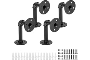 Cherbowing Mensola industriale, 150 x 100 mm, per tubi vintage, da parete, per carichi pesanti, colore nero, angolo in metallo con viti (4 pezzi)