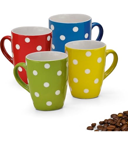 4er Set Keramik-Tassen – Schwarz, Grau, Beige, Weiß, 300 Ml, Spülmaschinen- & Mikrowellengeeignet, Handgefertigt