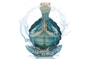 Kityemo Estatua de Tortuga meditando para decoración de Yoga, diseño de Pose Relajada de Yoga, Figura de Tortuga Marina esculpida en armonía - Ideal para la práctica de Yoga y la meditación.