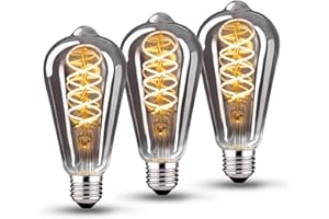 BNITITU E27 Żarówka LED Vintage, Ściemnialna Żarówka Vintage E27 4W E27 LED Ciepła Biel 2700K, Żarówka E27 Vintage Edison LED E27 Idealna do Nostalgii i Oświetlenia Retro - Przydymione Szare Szkło - 3 sztuki