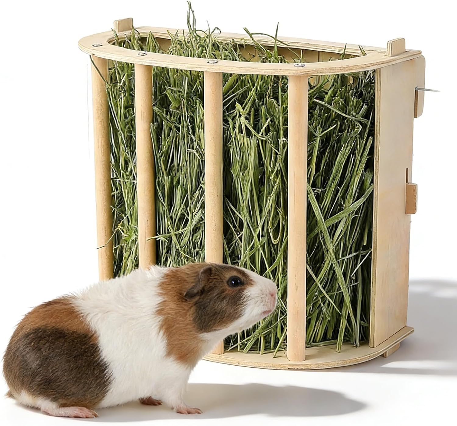Nimblyne Heno cobayas, comedero de heno conejo de madera natural, accesorios para conejos, accesorios para conejos, comedero para conejillos de indias, chinchilla, conejos y hámsters