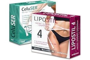 DENIPHARMA Pack Dúo Lipostil + Celuser | 32 sticks | Indicado para Abdomen, Caderas. Piernas, Espalda y Brazos - 4 en 1 - Resultados en 16 días - 1 sobre al día