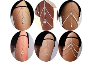 FUNEIA 6 Stück Oberschenkel Kette Gold Silber Damen Bein Kette Schlange Thigh Chains Böhmischen Verstellbare Kette Bein Leg Chain Party Sommer Strand Körper Schmuck für Frauen und Mädchen