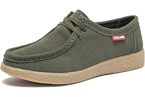 TRULAND Damen Schnürschuhe Mokassin – Wildleder Halbschuhe Wallabees