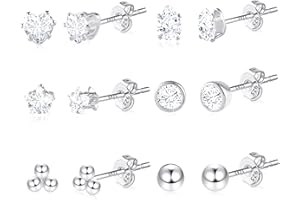 KISSPAT Ohrstecker Creolen Set für Damen, Hypoallergenes Ohrstecker glänzende Kleines Creolen für empfindliche Ohren, Ohrringe set für mehrere Piercings