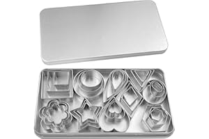 Comzantor 30 Piezas Moldes Galletas Acero Inoxidable, 10 Formas Cortadores de Galletas de Metal, Cookies Cutter con Caja de Almacenamiento, Accesorios para Hornear, para Fondant, Pasteles, Frutas