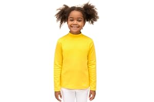 Lilax Girls' Basic Long Sleeve Mock Turtleneck Cotton T-Shirt
