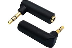 AAOTOKK 3.5mm Jack Adapter 90 Degree Right Angled 3 Poles 3.5mm TRS Audio Stereo Male to Female Connector Extension Adapter(2 Pack/3 Pole)