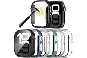 SUYEVD 6-Stück Schutzhülle mit Displayschutzfolie Kompatibel mit Apple Watch Series 11/10 46mm,Ultradünne Hard Gehäuse Eingebaut Kratzfest Gehärtetes Glas Schutzfolie für iWatch 46mm