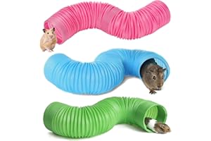 Elyyapt 3 Pack Hamster Fun Tunnels Pet Mouse Plastic Tube Guinea Pig Tunnel Collapsible Tube Pet Hideaway Training Hideout Tunnels Pet Toys Tunnel for Chinchillas Rats Ferrets Dwarf Rabbits Hamster
