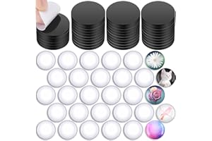 OUTUS Magnete aus Keramik, Ferritkreise, selbstklebend, runde Magnetscheiben und 25 mm, Kuppelsteine aus transparentem Glas, für Weihnachten, Halloween, DIY, Handwerk (60 Stück)