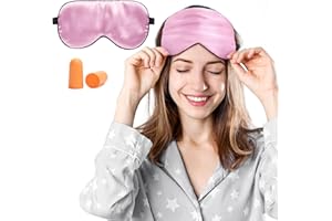 VIEDOUCE Masque de Sommeil, Masque de Nuit Soie, 100% Soie Naturelle Occultant Ultra-Douce Masque de Voyage Masque de Yeux Sommeil,Masque pour Dormir Soie, Masque Nuit Sommeil Soie (1 Pack-Rose)