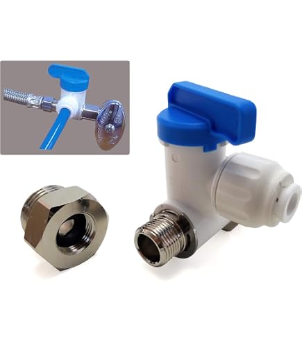 Brass Feed Water Adapter – 3/8" X 3/8" X 1/4" Push-In Tee Valve For Refrigerator, Ice Maker, RO System, Dishwasher