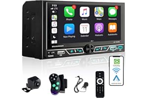 Alondy Autoradio 2 DIN avec écran Tactile de 6,8 Pouces Compatible avec Wireless Apple CarPlay/Android Auto Bluetooth Caméra de recul AM/FM RDS Radio Type-C USB Charge Rapide 2,1A