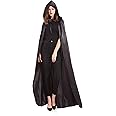 'Diffly 59'' Satin Hooded Cape Unisex Halloween Cloak for Devil Witch Wizard Halloween Christmas Cosplay'