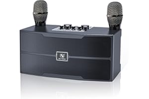 Karaoke con microfono 20W EASJOY karaoke professionale completo caraoke adulti PA Bluetooth con 2 Microfoni Wireless microfono HD cassa karaoke per Riunioni di Famiglia, Matrimoni