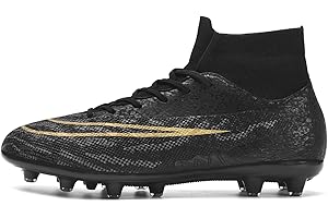 BINBINNIAO Football Boots Unisex High Top Spike Soccer Shoes Outdoor FG/AG Trainers Cleats Teenager Professional Competition Athletics Sneakers Non-Slip