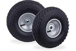 ‎RELAXDAYS Relaxdays Koło do wózka transportowego 3.00-4, zestaw 2-częściowy, z oponami pneumatycznymi, ze stalową felgą, do osi 16 mm, 100 kg, czarno-szare