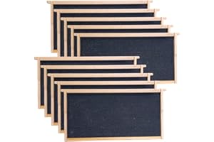 MAYBEE Deep Brood Beehive Frames with Wax Foundation, 10 Pack Honey Bee Frames with 100% Beeswax Coated Food Grade Foundation Sheets, 9-1/8-Inch (Black)